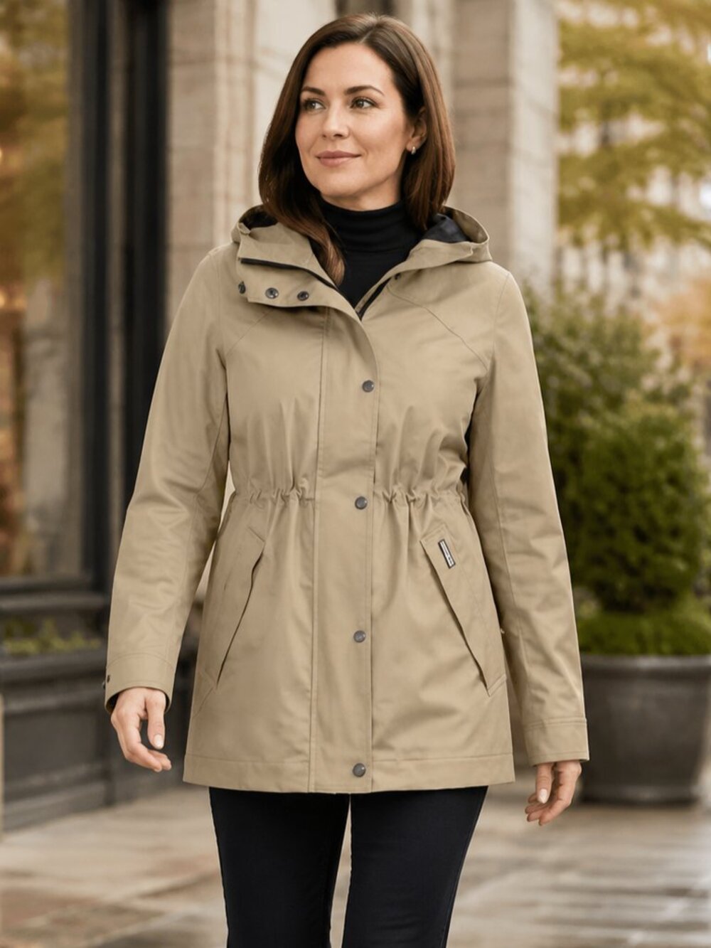 NWT Hunter Water Resistant Rain Jacket Tan Size L Women's